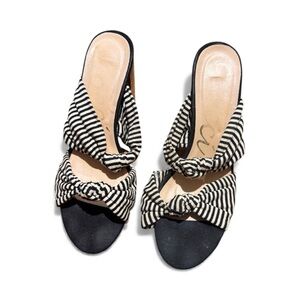 Lulu's Black and White Striped Block Heels Size 9